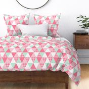 triangle cheater quilt coordinate for girls room nursery buffalo plaid pink dots