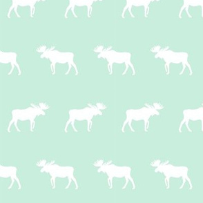 moose silhouette camping woodland animal fabric for nursery girls room mint