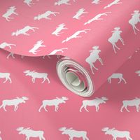 moose silhouette camping woodland animal fabric for nursery girls room pink 