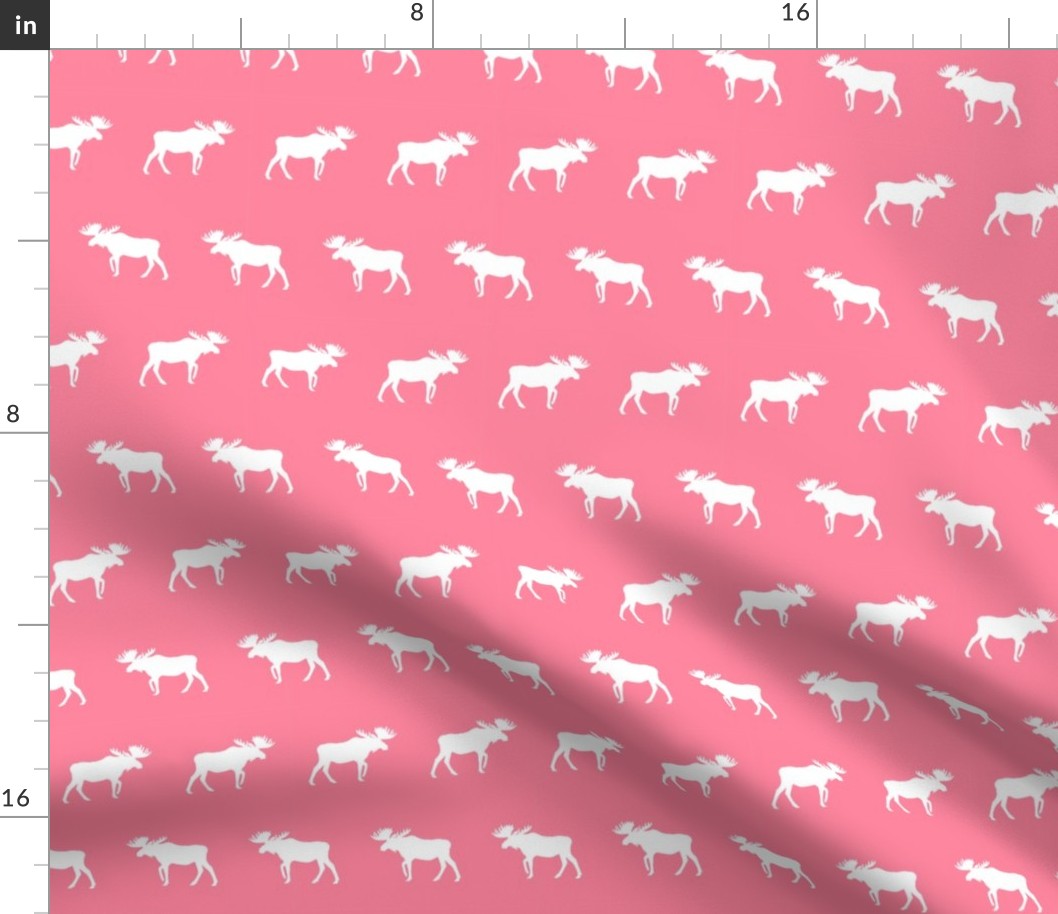 moose silhouette camping woodland animal fabric for nursery girls room pink 