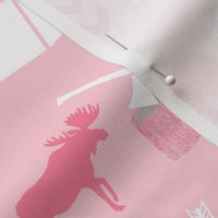 deer and bear camping tent nursery girls fabric pink