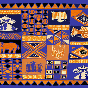 African Tribal Collage Tea Towel 