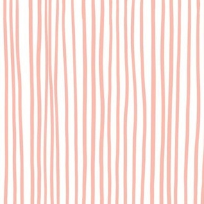 Delicate Stripes - salmon pink on white - medium scale by Cecca Designs