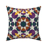 Eight pointed star - terracotta, purple and mustard- large scale