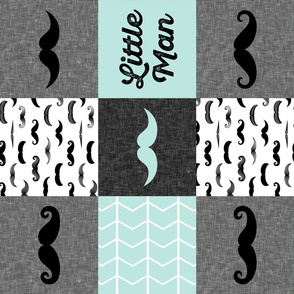 mustache wholecloth patchwork in paramour blue