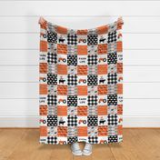 farm life wholecloth - patchwork farming fabric - tractor orange and black 