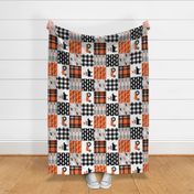 farm wholecloth - farm fabric - patchwork fabric - tractor orange and black (90)