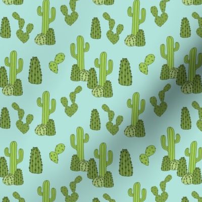 Prickly Cacti on Blue