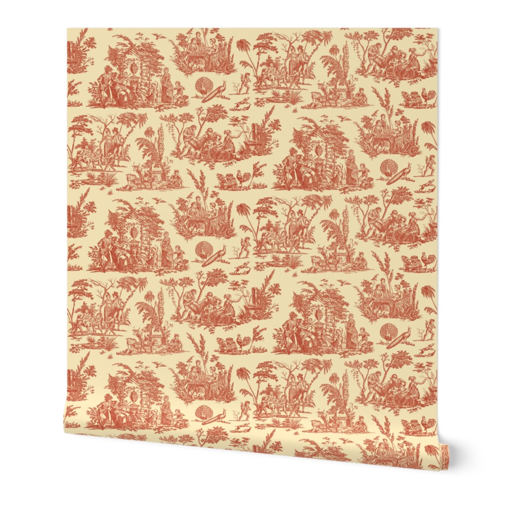 Marseilles Toile ~   Turkey Red on Trianon Cream  