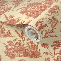 Marseilles Toile ~   Turkey Red on Trianon Cream  