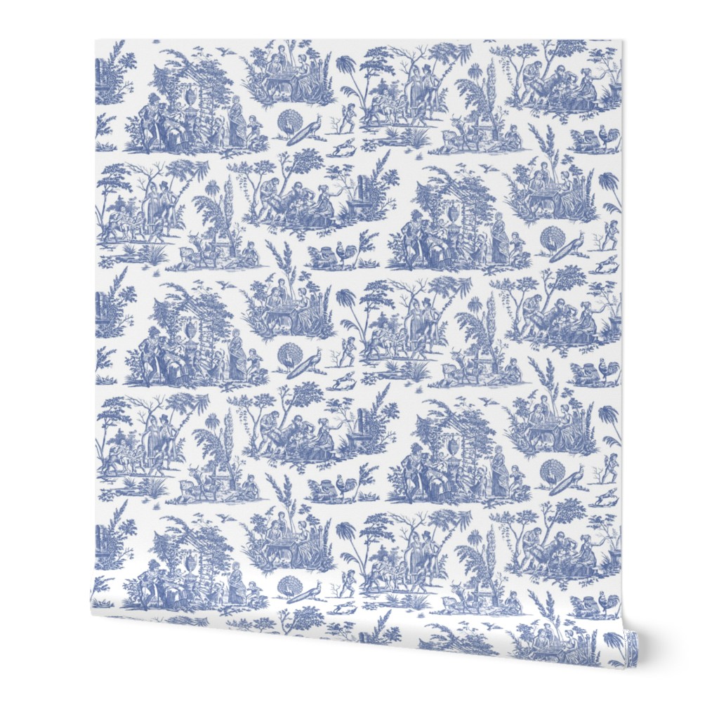 Toile Fabric Marseilles Toile Blue and White by Peacoquettedesigns