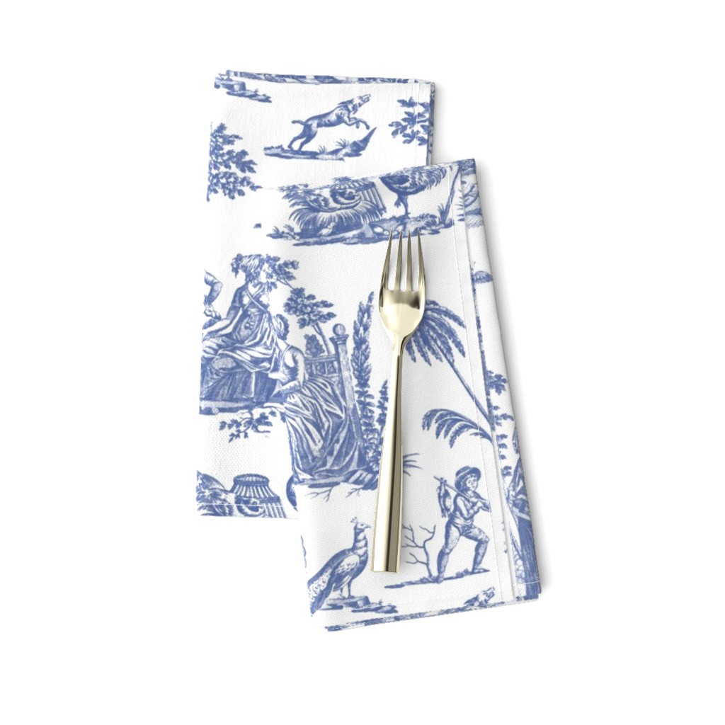 Toile Fabric Marseilles Toile Blue and White by Peacoquettedesigns