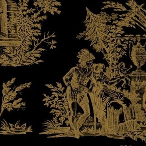 Black And Gold Toile Fabric, Wallpaper and Home Decor | Spoonflower