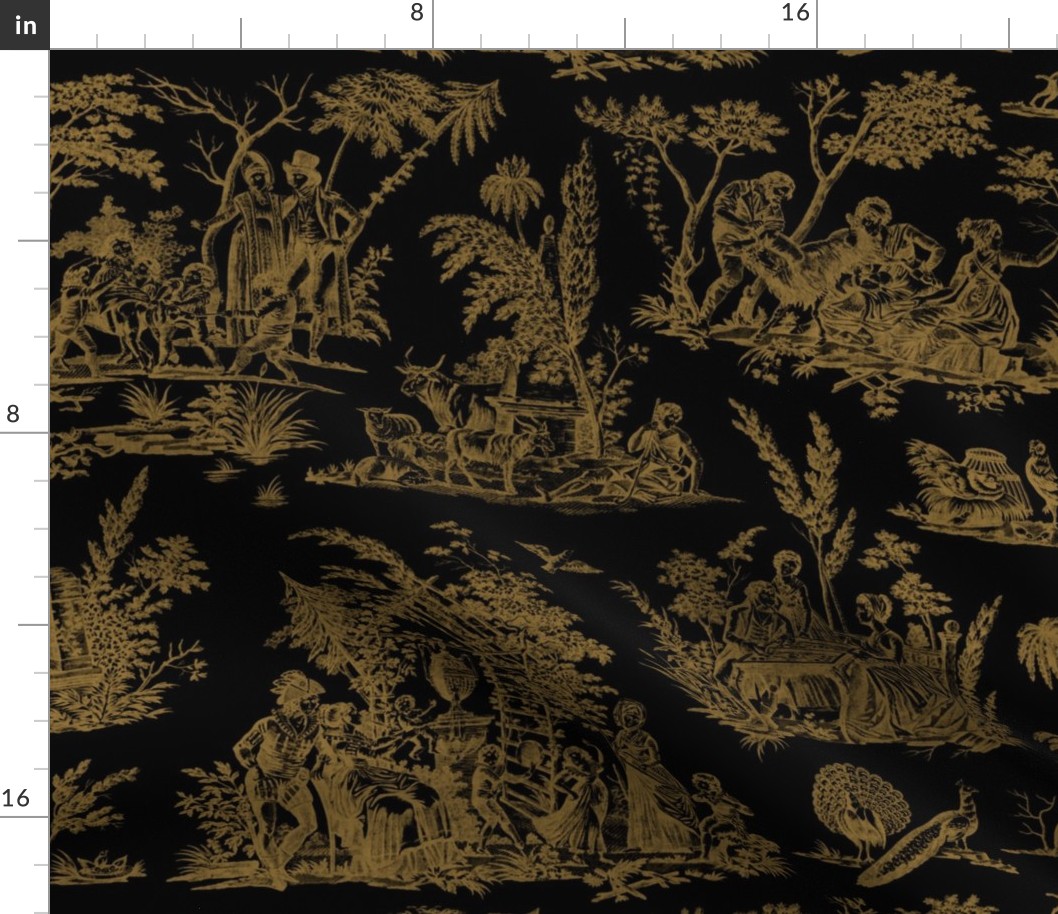 Marseilles Toile ~  Gilt on Black  