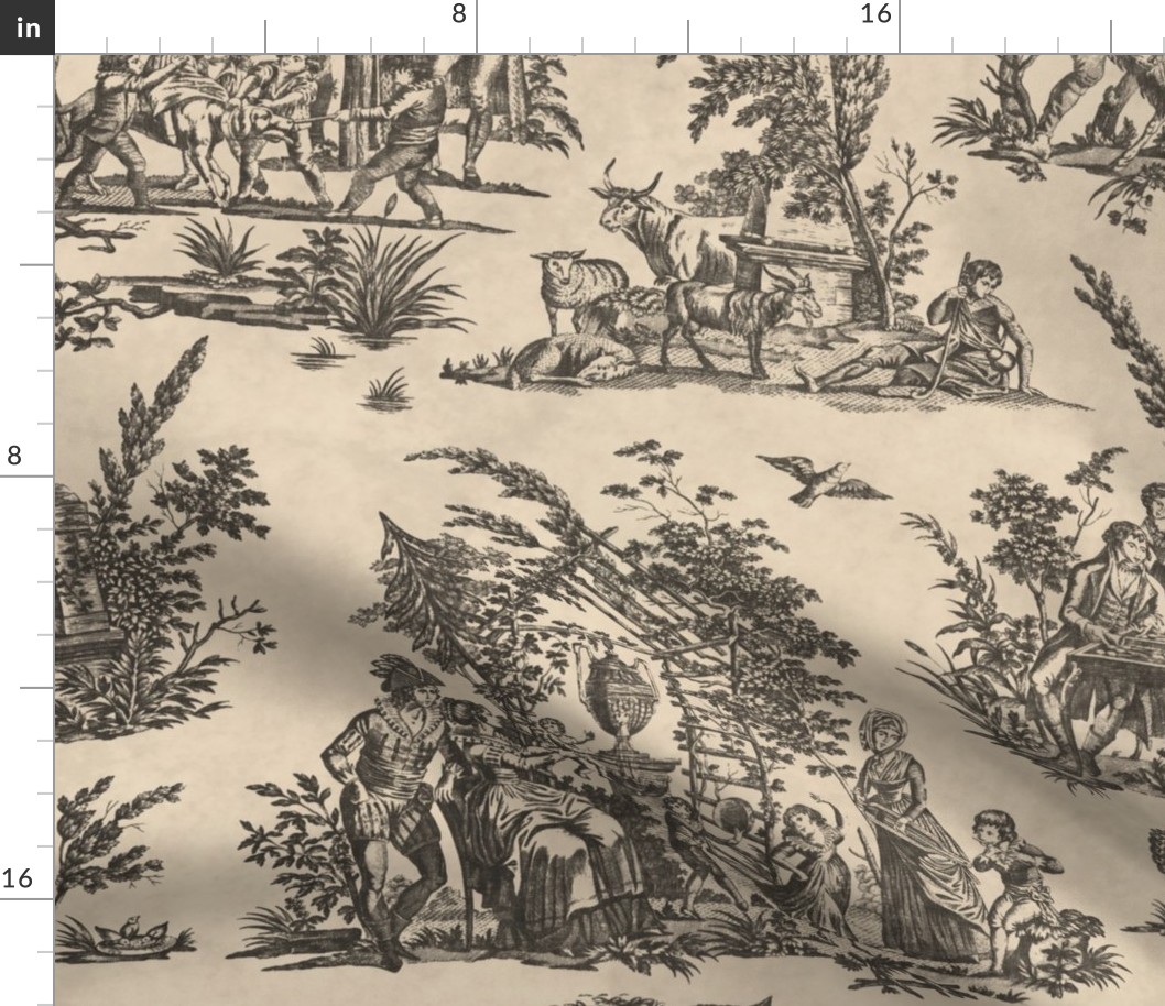 Marseilles Toile ~  Black  on Pale Parchment  