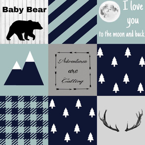 Baby bear - mint and navy - snow peaks