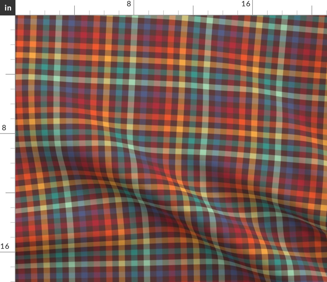 Retro Rainbow Plaid - medium size pattern