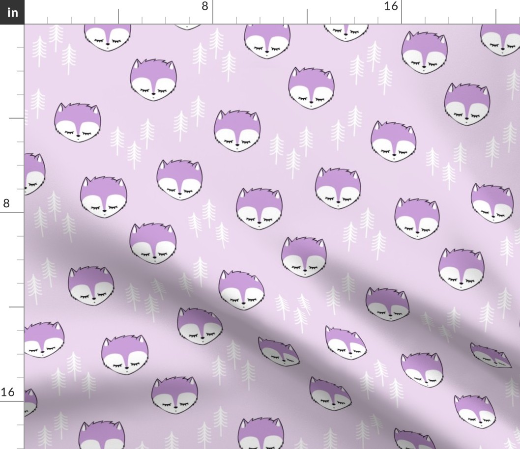 sleepy fox - purple on purple