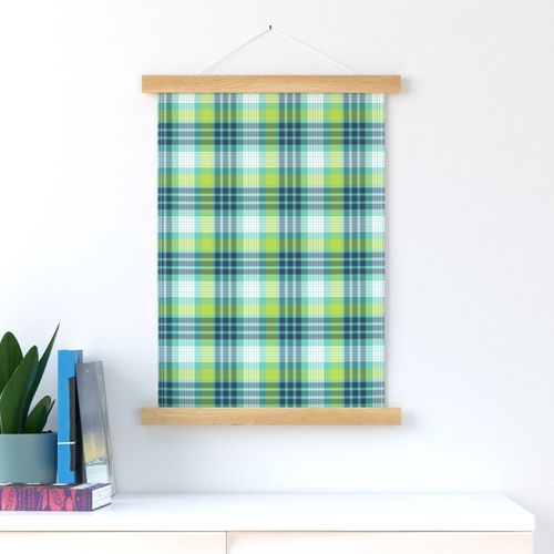 Aqua, Navy, and Lime Plaid