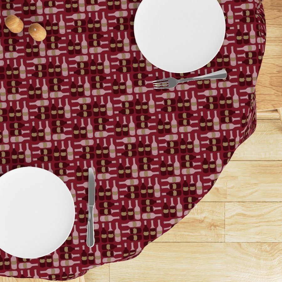 Wine Bottle Pattern on Red - larger