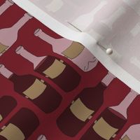 Wine Bottle Pattern on Red - larger