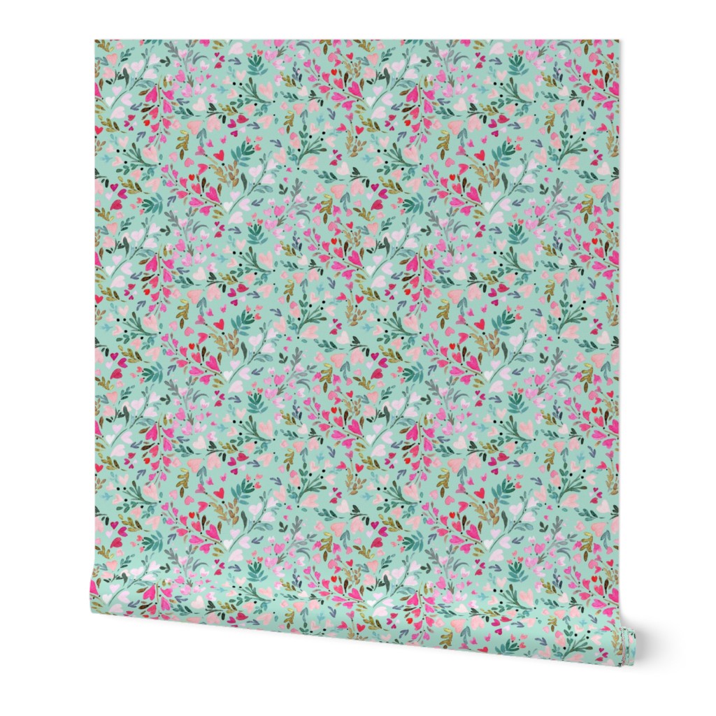 heart-floral / mint