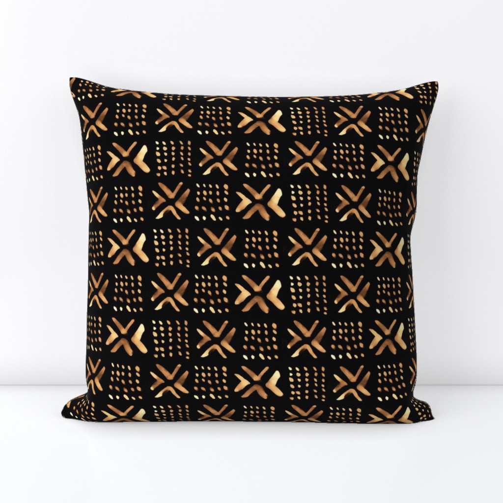 Painted Mali Mud Cloth // Beige & Black // Small