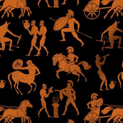 Greek Figures in Orange & Black // Small