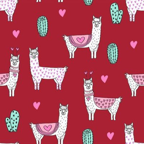 valentine llama // alpaca llamas valentines day fabric cute nursery kids love red