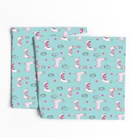 valentine llama // alpaca llamas valentines day fabric cute nursery kids love medium blue