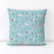 valentine llama // alpaca llamas valentines day fabric cute nursery kids love medium blue