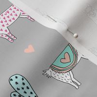 valentine llama // alpaca llamas valentines day fabric cute nursery kids love grey