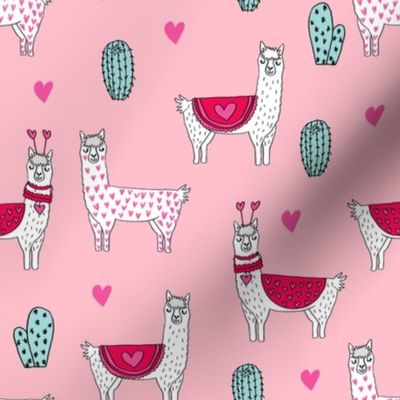 valentine llama // alpaca llamas valentines day fabric cute nursery kids love pink