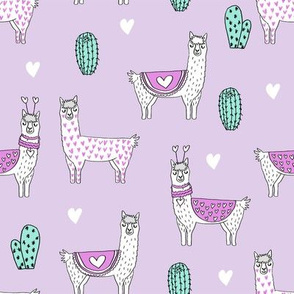 valentine llama // alpaca llamas valentines day fabric cute nursery kids love lavender