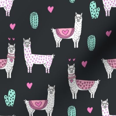 valentine llama // alpaca llamas valentines day fabric cute nursery kids love dark