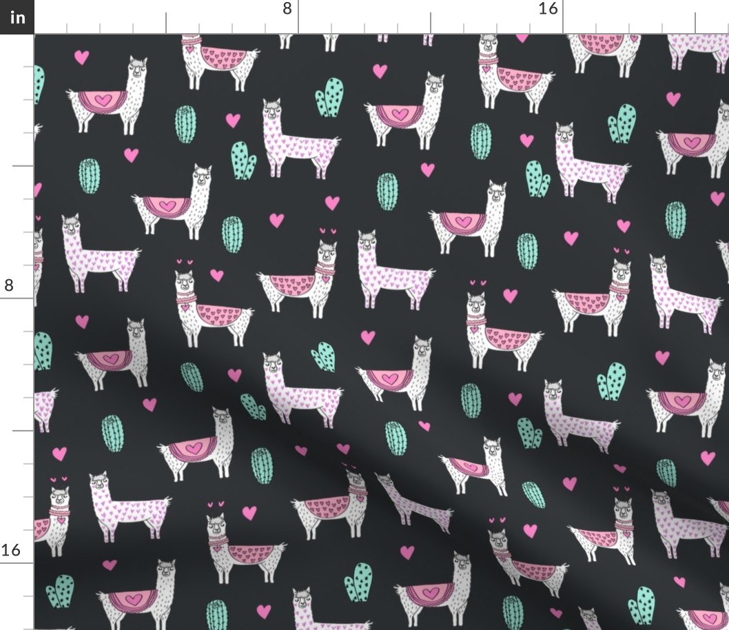 valentine llama // alpaca llamas valentines day fabric cute nursery kids love dark