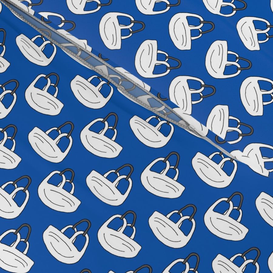 Hockey Helmet Pattern on Blue - larger