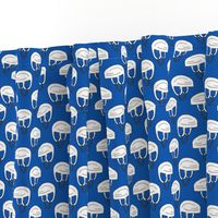 Hockey Helmet Pattern on Blue - larger