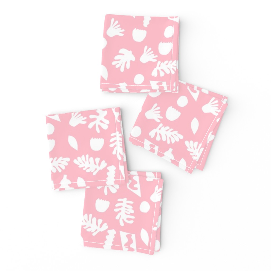 abstract shapes cutouts leaf botanical fabric pink