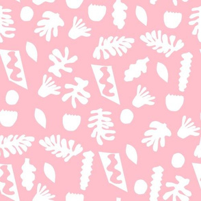 abstract shapes cutouts leaf botanical fabric pink