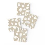 abstract shapes cutouts leaf botanical fabric beige