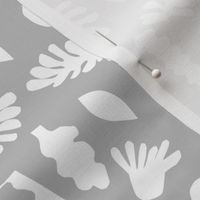 abstract shapes cutouts leaf botanical fabric grey