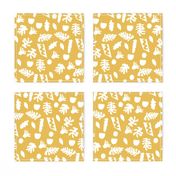 abstract shapes cutouts leaf botanical fabric yellow