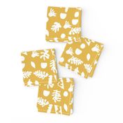 abstract shapes cutouts leaf botanical fabric yellow