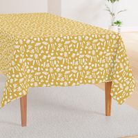 abstract shapes cutouts leaf botanical fabric yellow