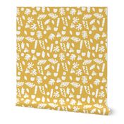 abstract shapes cutouts leaf botanical fabric yellow