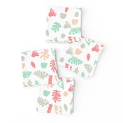 abstract shapes cutouts leaf botanical fabric white multi pastel