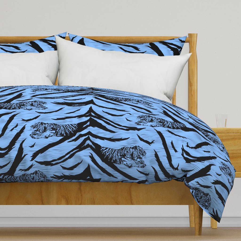 Tribal Tiger stripes print - ocean blue large