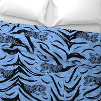 Tribal Tiger stripes print - ocean blue large