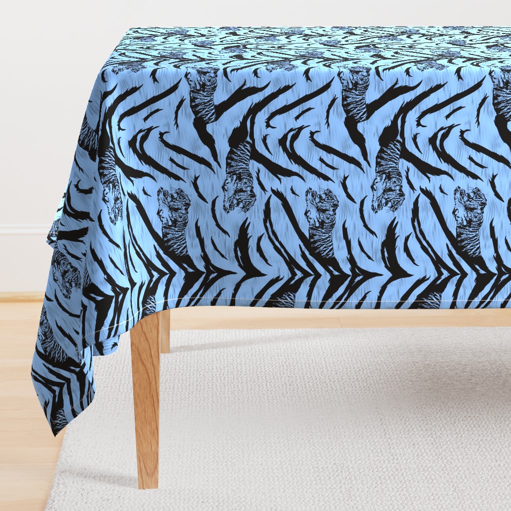 Tribal Tiger stripes print - ocean blue medium